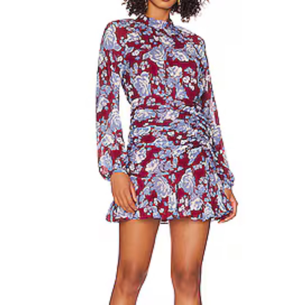 Yumi Kim Red And Blue Ruffled Tie Front Dress